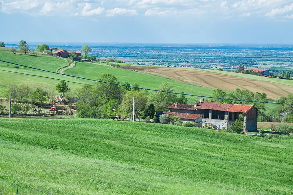 View of rolling hills out side the Italian town Emilia-Romagna