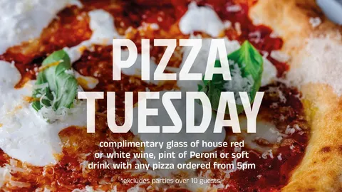 Pizza Tuesday at Ponti's, a sourdough pizza with basil and burrata