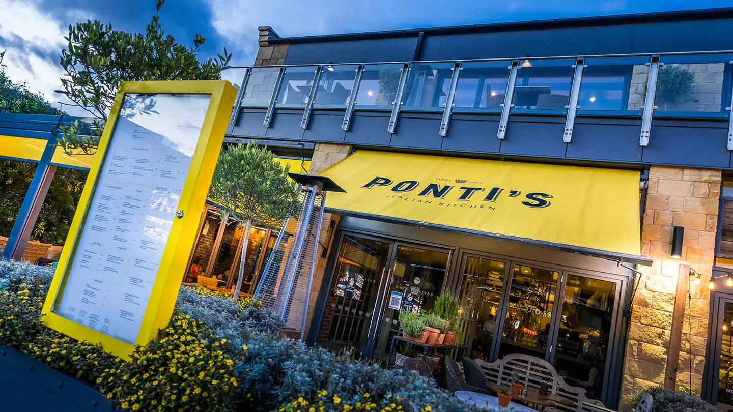 An external shot of our Ponti's Italian Kitchen Fox Valley, Sheffield restaurant